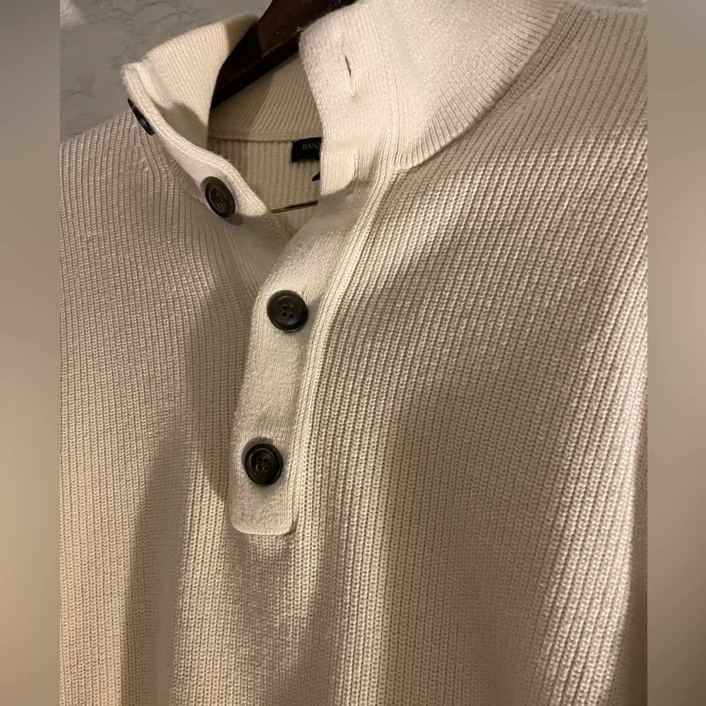 💰Banana Republic Men's Casual Button Down Ivory Sweater Size L